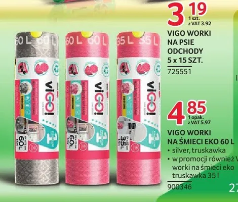 Worki na śmieci eko Vigo truskawka 60l promocja w Selgros