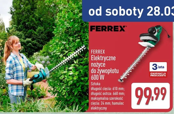 Elektryczne nożyce do żywopłotu 600 W promocja w Aldi