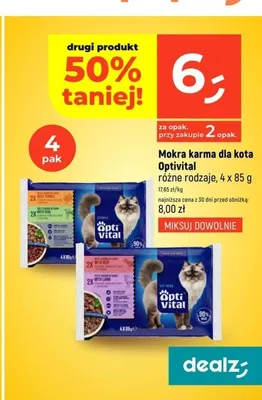 Mokra karma dla kota Optivital z indykiem i cielęciną 4-pak 85g promocja w Dealz