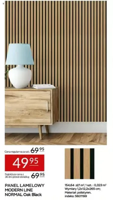 Panel lamelowy Abra Modern Line Normal Oak Black promocja w Abra Meble