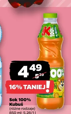 Sok Kubuś 100% promocja w Netto