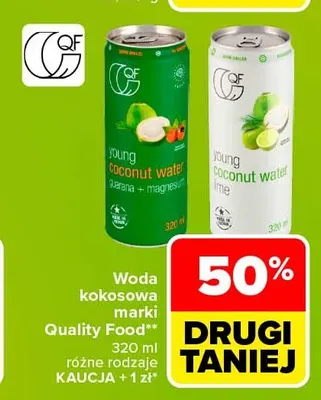 Woda kokosowa z guaraną i magnezem Quality Food promocja w Carrefour