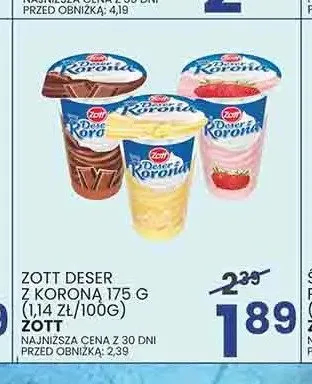 Deser z koroną czekoladowy Zott promocja w Wafelek