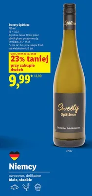 Wino białe słodkie Sweety Spätlese promocja w Lidl