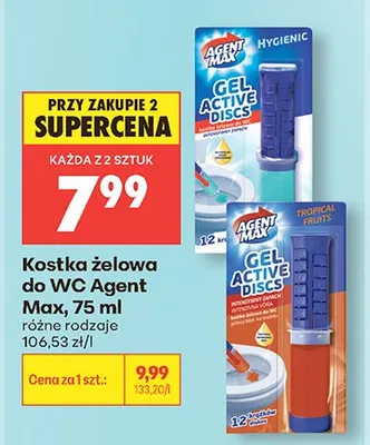 Kostka żelowa do WC Agent Max promocja w Biedronka