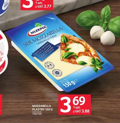 Mozzarella plastry Mlekpol promocja w Selgros