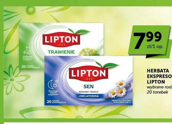 Herbata ekspresowa Lipton Trawienie promocja w Euro Sklep