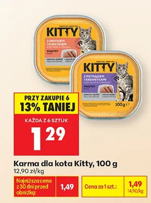 Karma dla kota Kitty z indykiem i kurczkiem pasztet promocja w Biedronka