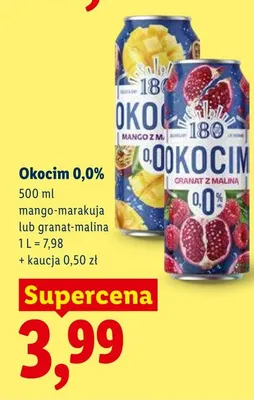 Piwo bezalkoholowe Okocim 0,0% mango-marakuja promocja w Lidl