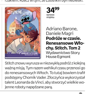 Komiks Podróże w czasie. Renesansowe Włochy. Stitch. Tom 2 promocja w Empik