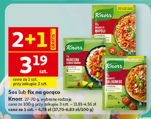 Sos lub fix na gorąco Knorr, wybrane rodzaje promocja w Auchan