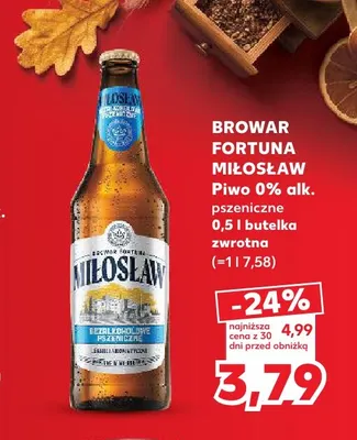 Piwo bezalkoholowe pszeniczne Browar Fortuna Miłosław promocja w Kaufland