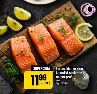 Łosoś filet ze skórą kawałki wędzone na gorąco promocja w POLOmarket