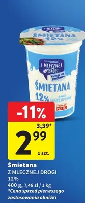 Śmietana 12% Z Mlecznej Drogi promocja w Intermarche