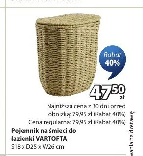 Pojemnik na śmieci do łazienki Vartofta promocja w Jysk