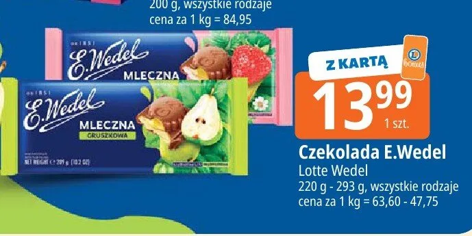 Czekolada mleczna gruszkowa E.Wedel promocja w Leclerc