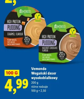 Wegański deser wysokobiałkowy różne rodzaje promocja w Lidl