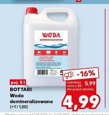 Woda demineralizowana Bottari promocja w Kaufland