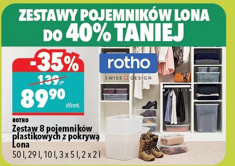 Zestaw 8 pojemników plastikowych z pokrywą Lona 50 l, 29 l, 10 l, 3 x 5 l, 2 x 2 l promocja w Biedronka Home