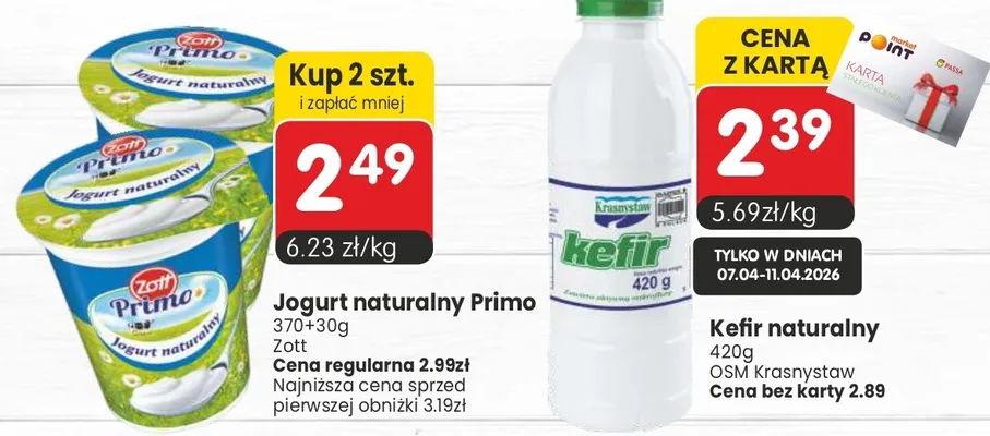 Kefir naturalny promocja w Market Point