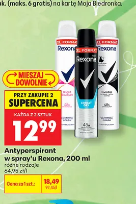 Antyperspirant w sprayu Rexona Invisible promocja w Biedronka