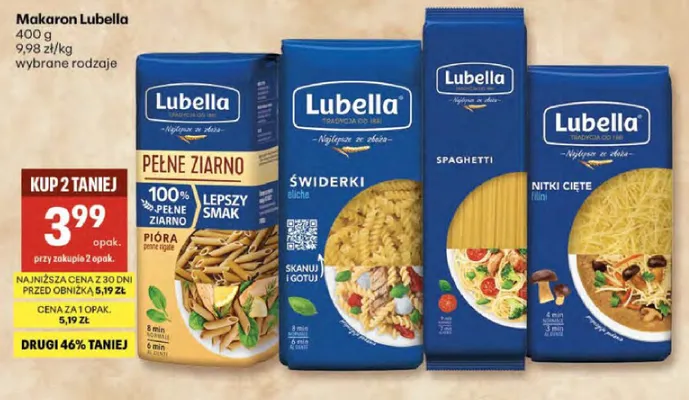 Makaron Lubella Spaghetti promocja w Delikatesy Centrum