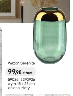 Wazon Serenite 15x26cm zielono-złoty promocja w Castorama