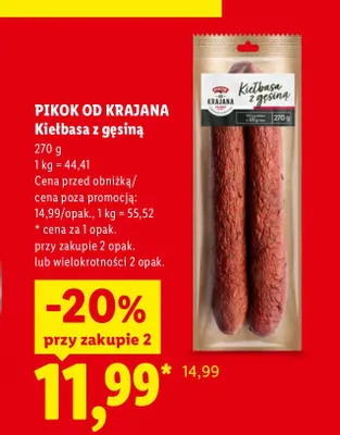 Kiełbasa z gęsiną Pikok Od Krajana promocja w Lidl