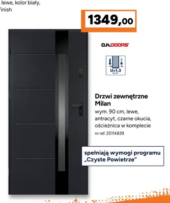 Drzwi zewnętrzne Milan promocja w Bricoman