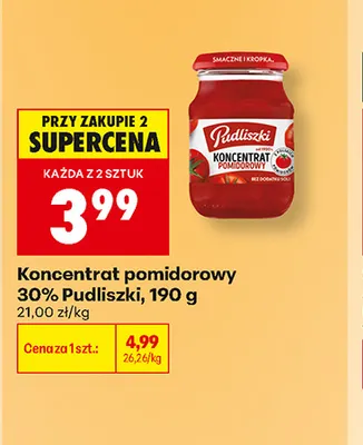 Koncentrat pomidorowy 30% Pudliszki promocja w Biedronka