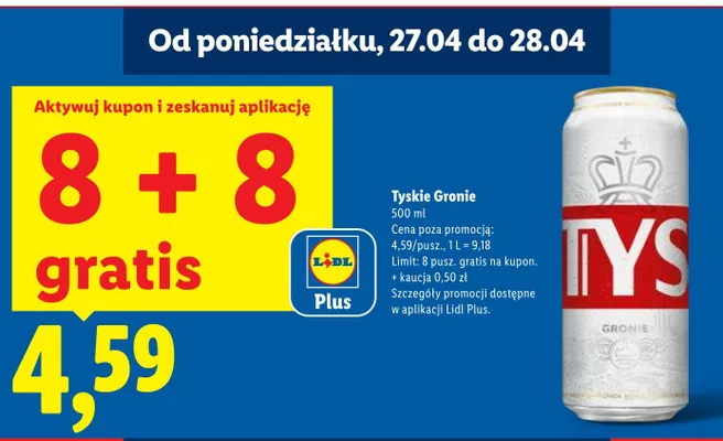 Piwo Tyskie Gronie promocja w Lidl
