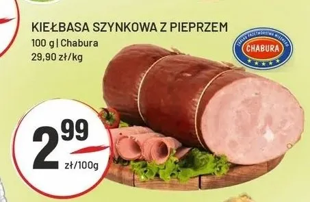 Kiełbasa szynkowa z pieprzem Chabura promocja w Sedal
