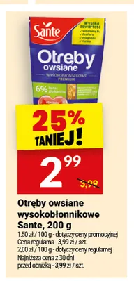 Otręby owsiane wysokobłonnikowe Sante promocja w Twój Market