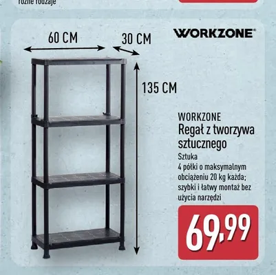Regał z tworzywa sztucznego Workzone promocja w Aldi