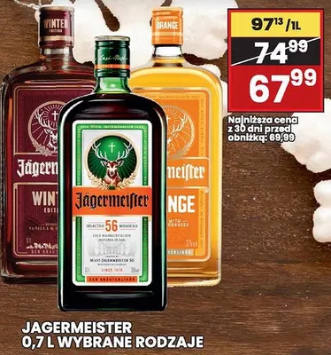 Likier JAGERMEISTER 0,7 L wybrane rodzaje promocja w Wafelek