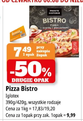 Pizza Bistro z szynką i pieczarkami Iglotex promocja w Leclerc