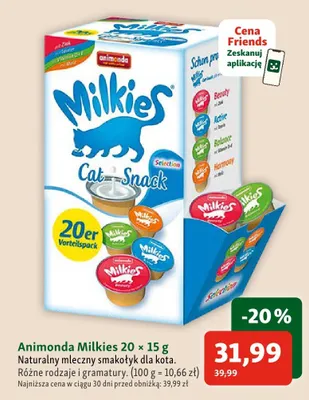 Naturalny mleczny smakołyk dla kota Animonda Milkies 20-pak promocja w MAXI ZOO