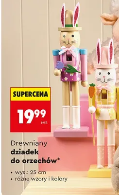 Drewniany dziadek do orzechów 25 cm, różne wzory i kolory promocja w Biedronka