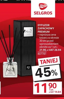 Dyfuzor zapachowy Aura Premium No2 promocja w Selgros