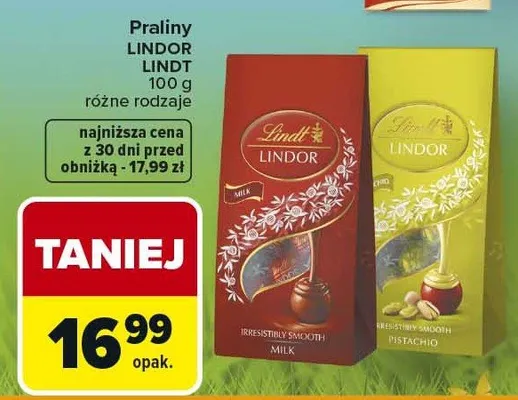 Praliny Lindor różne rodzaje promocja w Carrefour