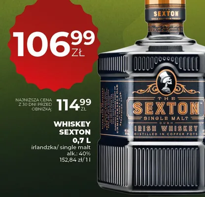 Whiskey Single Malt Irish Whiskey Distilled In Copper Pots irlandzka/single malt promocja w Duży Ben