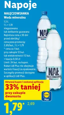 Woda mineralna Nałęczowianka niegazowana lub delikatnie gazowana promocja w Lidl