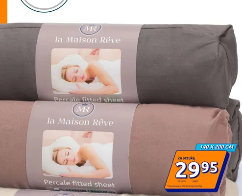 Prześcieradło z gumką perkalowe la Maison Rêve ciemnoszare 140x200 cm promocja w Action