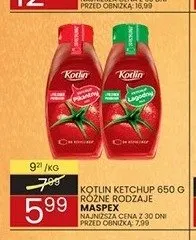 Ketchup Kotlin łagodny 650g promocja w Wafelek