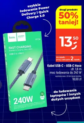 Kabel USB-C - USB-C Hoco 1,8 m 240W promocja w Dealz