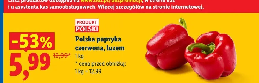 Papryka czerwona polska luzem promocja w Lidl