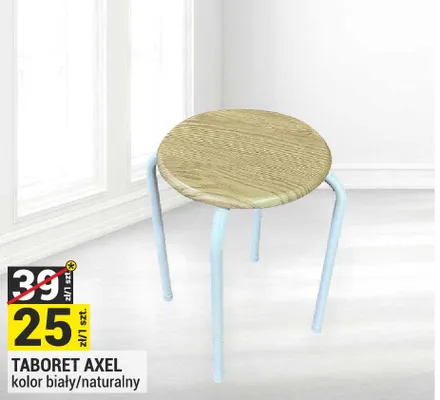 Taboret Axel kolor biały/naturalny promocja w Merkury Market