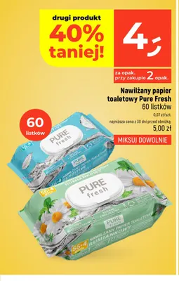Nawilżany papier toaletowy Pure Fresh Sensitive promocja w Dealz