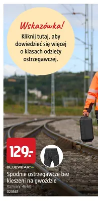 Spodnie ostrzegawcze bez kieszeni na gwoździe Bluewear promocja w Jula