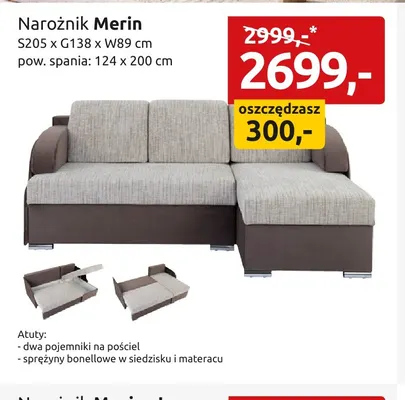Narożnik Merin promocja w Black Red White